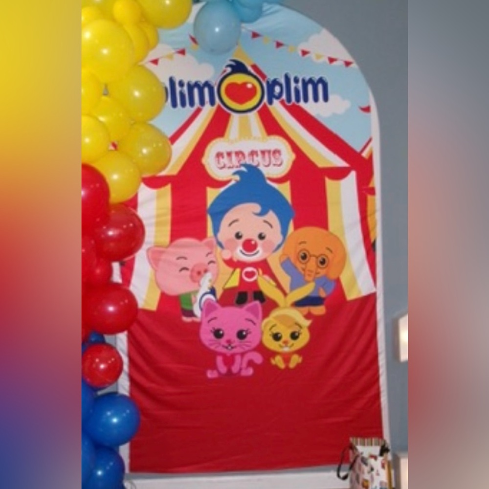 Plim Plim and friends birthday backdrop